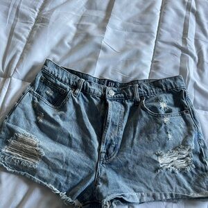 GAP Women's Distressed Denim Shorts - Blue